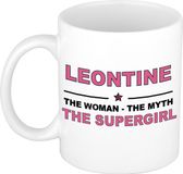 Bellatio Decorations naam cadeau mok - Leontine - Woman Myth Supergirl - koffiemok - 300 ml - collega - moederdag