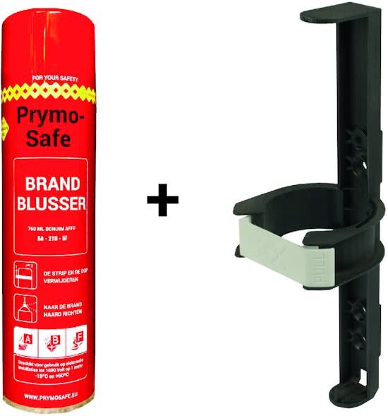 Prymosafe Universele spray-blusser inhoud 760 ml 1 Brandblusser voor alle meest voorkomende beginnende branden inclusief cliphouder