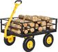 Merkloos Transportwagen - Tuinwagen - Draagvermogen 544,31 kg - 2-in-1 handwagen - Terreinbanden - Afneembare gaaswanden - 180° draaibare handgreep - Geel/zwart