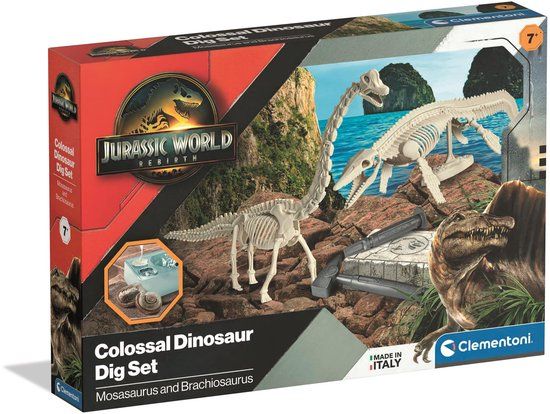 Clementoni Jurassic World Rebirth Dinosaurus Opgraaf Set Mosasaurus & Brachiosaurus