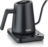 GRAEF GK502 Waterkoker voor over, temperatuurinstelling en timer, schenktuit zwanenhals, 900 ml, mat zwart