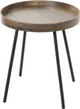 PRAKTIMEUBEL Bijzettafel - Rond - Eiken Donker Decor + Mat Zwart - MDF - Metaal - 40 x 40 x 45 cm
