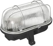 Bulleye lampe murale/plafond - E27 - abat-jour en verre + grille métallique - IP44 - noir