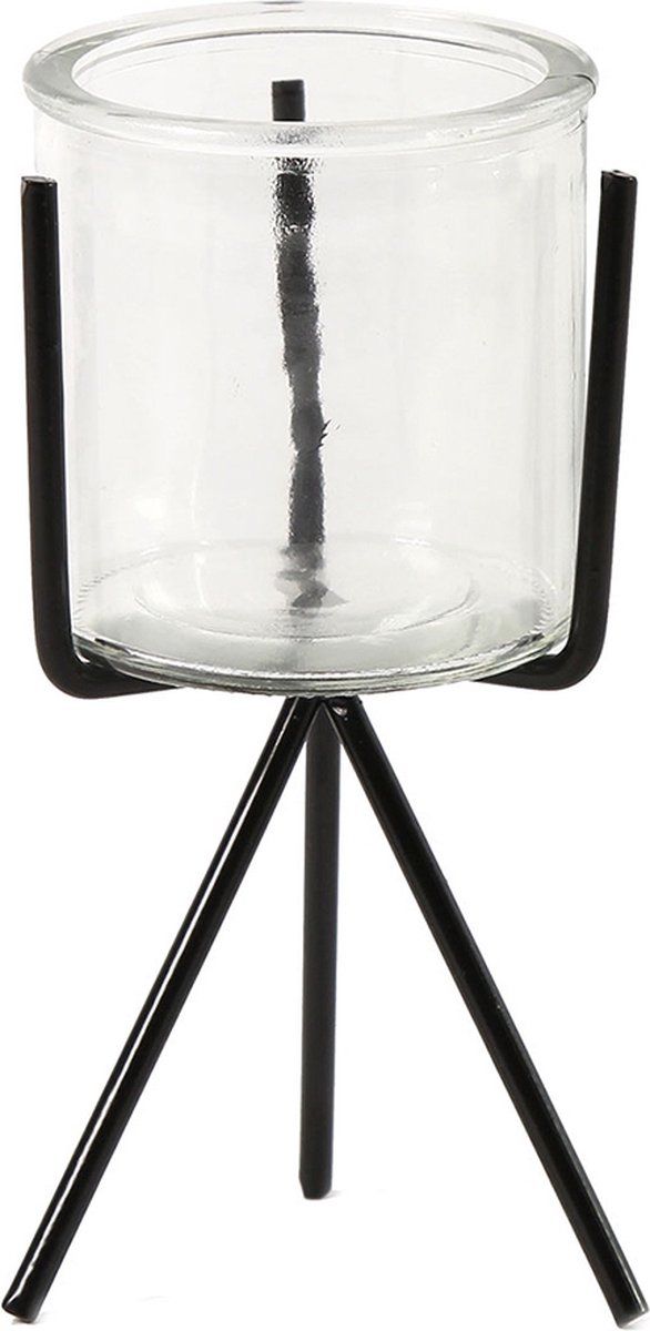 Countryfield bloempot driepoot Lennox S - Zwart, Transparant - Metaal