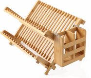 Decopatent égouttoir pour vaisselle - Bambou - Bois - égouttoir pliable - égouttoir vaisselle inclus porte-couverts - égouttoir vaisselle