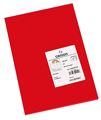 Canson Iris Vivaldi A3 185 gsm glad kleurenpapier - rood (Pack van 50 vellen)