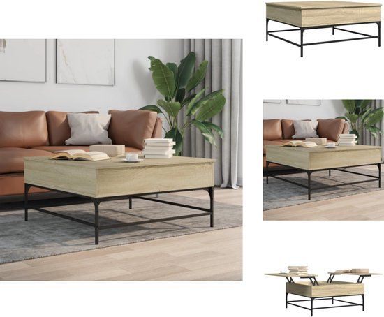 vidaXL Salontafel 95x95x45 cm Hout Metaal Sonoma Eikenkleur
