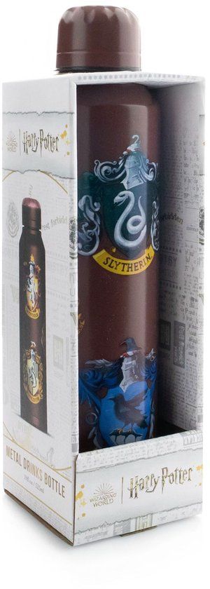 Pyramid Harry Potter - "Colourful Crest" Slim Metalen Waterfles 530ml