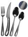 Ensemble de couverts moderne noir, à motif martelé, comprenant 24 pièces pour 6 personnes