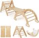 COSTWAY 4-en-1 structure d'escalade, arche d'escalade avec toboggan, coussin, rampe double face, toboggan et bascule, adapté à l'escalade, structure d'escalade d'intérieur, 1+ naturel