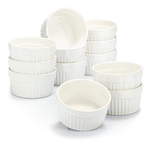COM-FOUR 12x Soufflé Vormen - Keramische Brulee Schalen - 200ml - Wit