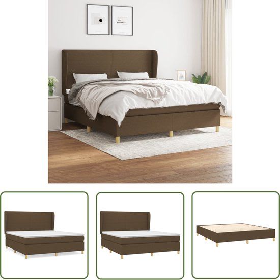 vidaXL Boxspring met matras stof donkerbruin 180x200 cm