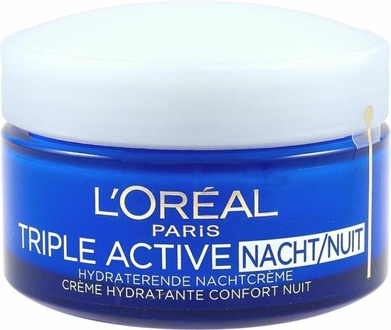 L'Oréal Skin Expert Triple Active Hydraterende Nachtcreme - 2 x 50ml - Voordeelverpakking - Alle Huidtypen