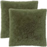 vidaXL Kussensloop 2 pcs HEERLEN Groen 60 x 60 cm PV Fleece
