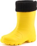 Ladeheid Kinder Regenlaarzen - Rubber - met Binnenschoen - EVA - Wasbare Binnenschoen - LA-LMG-845-AspenKids - Geel1/Zwart - 26