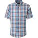 CASA MODA Sport casual fit overhemd - korte mouw - structuur - lichtblauw - wit - oranje - donkerblauw geruit