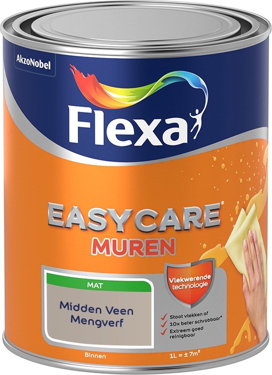 FLEXA Easycare Muurverf - Mat - Midden Veen - 1 liter