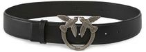 PINKO Leren Riem Love Berry H4 Belt W85 Black - Old Silver Zwart