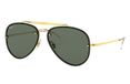 Ray-Ban Blaze Aviator zonnebril - Zwart montuur met gouden pootjes en groene lenzen - 58 mm