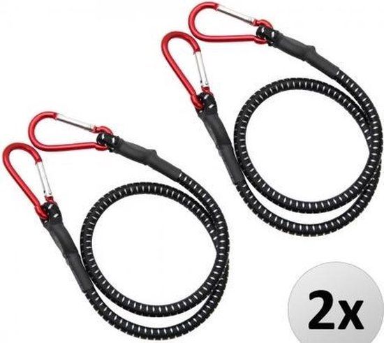 Monzana Snelbinder met karabijnhaak 80cm x 10 mm - Set Van 2 Stuks - Zwart