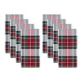 Elrene Home Fashions Kerst Classic Holiday Plaid Katoen Twill Servet, Set van 8, 17"X17", Multi