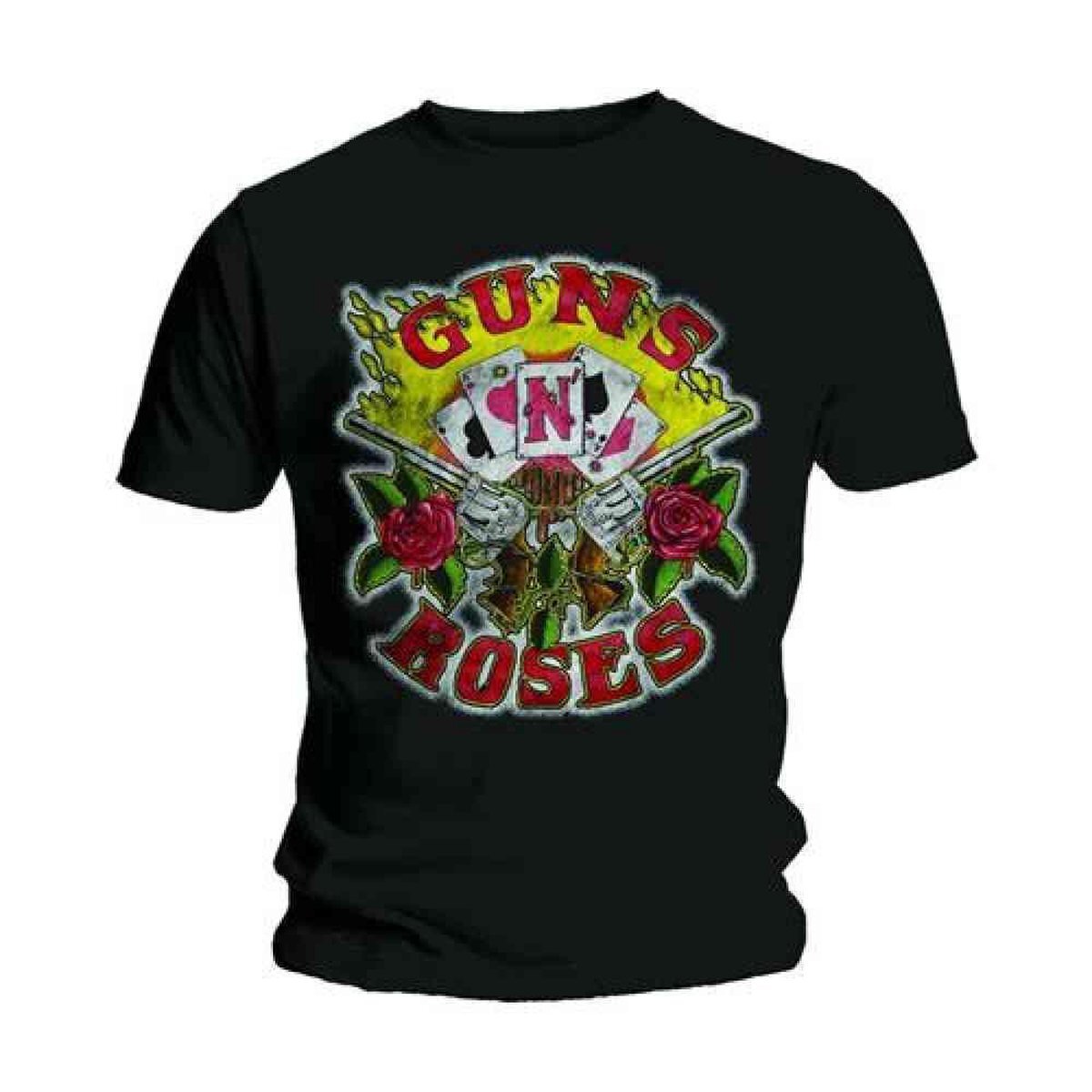 Rocks-Off Guns n Roses Heren Tshirt -2XL- Cards Zwart