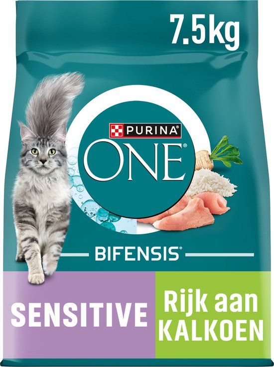 PURINA® ONE® Adult Sensitive - Kattenbrokjes - Kalkoen - 7.5 kg
