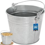 KOTARBAU® Robuuste Zinkemmer, Tuinemmer, Verzinkt Staal, 5 L, Zilver, Cementemmer, Mortel Emmer, Bouwemmer, met Handvat