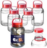KADAX Glazen pot 5L met dop en handvat voor het inleggen van kool Pakket 6st