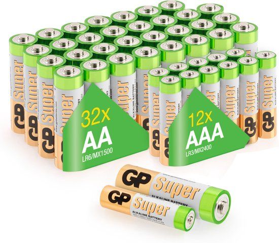 GP Batteries Super Alkaline Batterijen - 32x AA + 12x AAA - 44 stuks