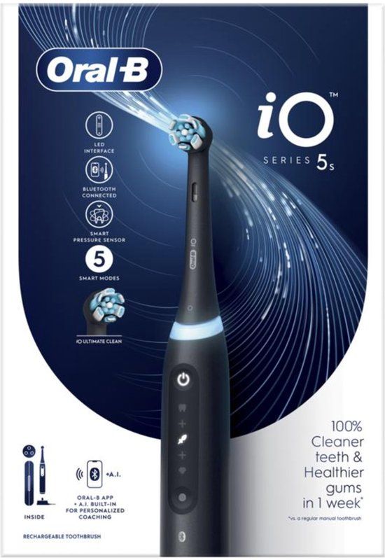 Oral-B iO 5S Zwart Elektrische Tandenborstel - Roterend - Volwassenen - 5 Modi - Zwart