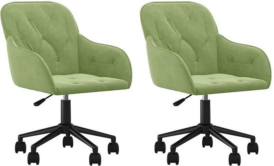 vidaXL Eetkamerstoelen draaibaar 2 st fluweel lichtgroen