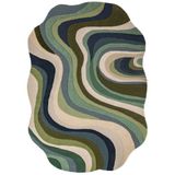 Flair Rugs laagpolig ovale wollen vloerkleed met print 200x140 cm - groen