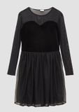 s.Oliver Mesh jurk met glinsterend fluweel en tulen rok - Zwart - Kinderen