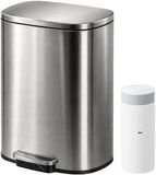 YASHE Poubelle à pédale - 50 L - Inox - Soft-close