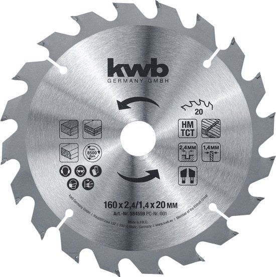 KWB Cirkelzaagblad HM - 160x20mm - 20T