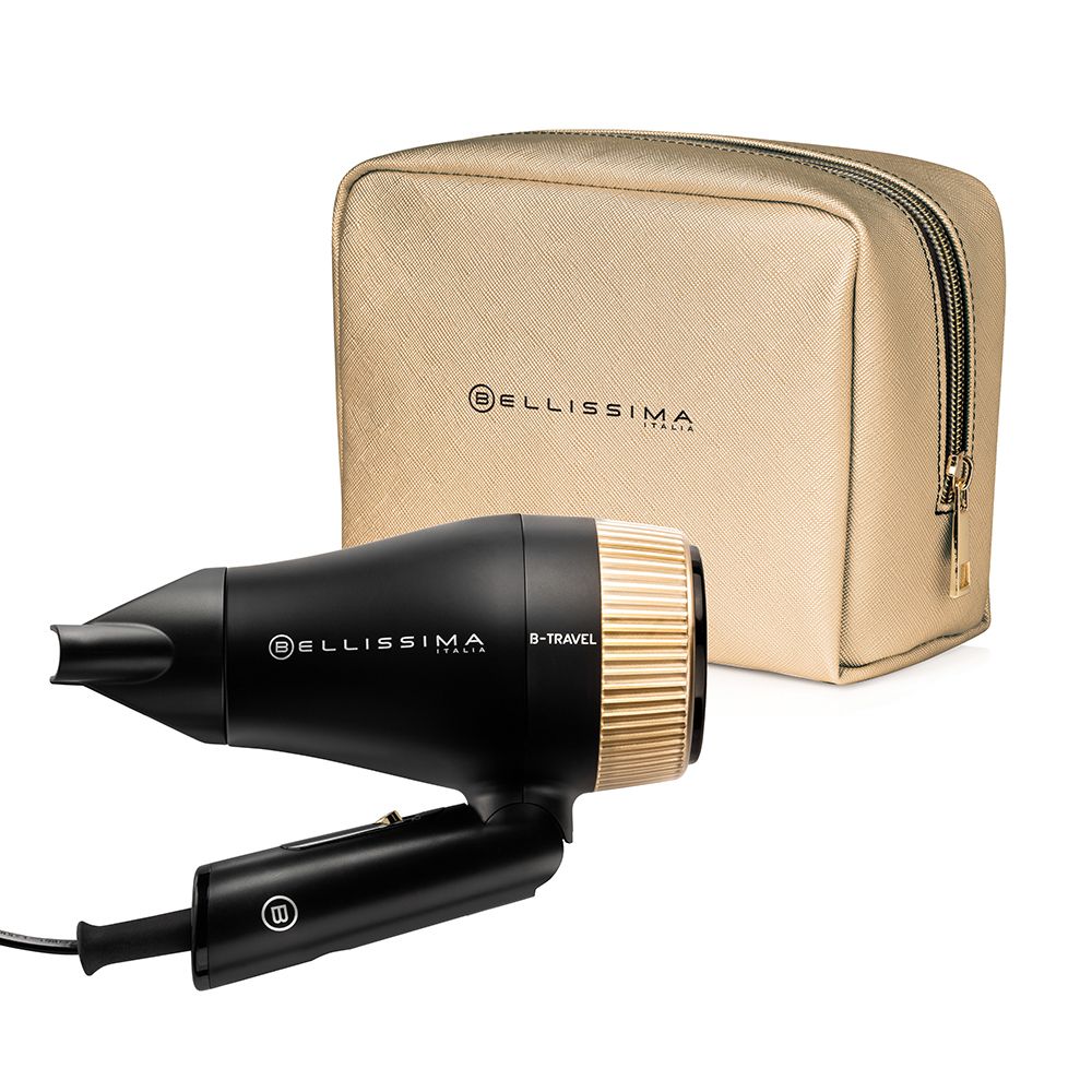 Bellissima B-Travel Reishaardroger - 1400W - Zwart/Goud - Inklapbaar - Reisetui