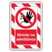 V Safety Strikt No Admittance - ExtraViz 250 x 350 mm - Glow In The Dark Zelfklevend Vinyl Veiligheidsbord