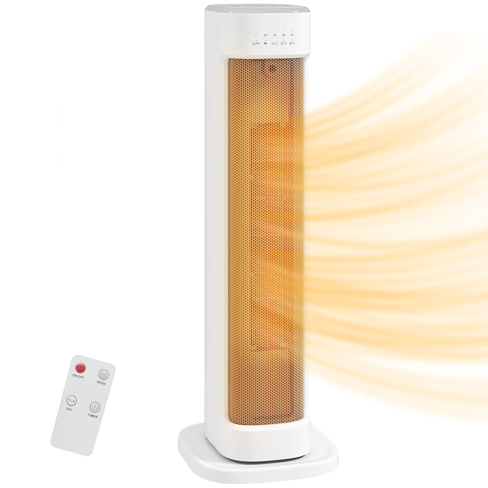 HOMCOM Elektrische verwarming met laag verbruik, 2000 W, met 3 modi, verstelbare thermostaatbescherming tegen omval en oververhitting
