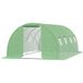 Serre Tunnel 18 m² - 6 m x 3 m x 2 m - 8 fenêtres, porte enroulable, acier galvanisé, film PE vert