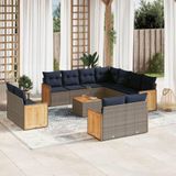 Maison Exclusive - Salon de jardin 12 pièces avec coussins, gris, polyrotin