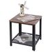 BAKAJI Salontafel, vierkant, modern industrieel design, metalen frame met onderste plaat van donker MDF-hout, afmetingen 40 x 45 cm