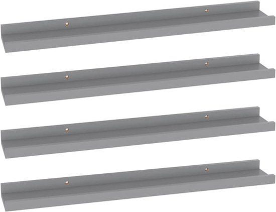 vidaXL Wandschappen 4 stuks - 60x9x3 cm - Grijs