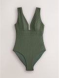 Next - Dames - Buikcorrigerend badpak met lage hals - Groen