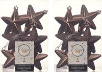 Decoris kersthanger sterren - 12x st - walnoot bruin - 7 cm - kunststof