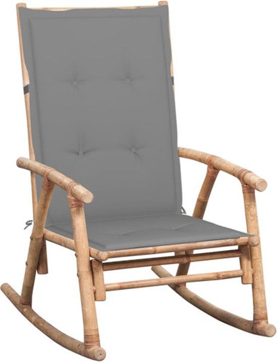 vidaXL Schommelstoel met kussen bamboe