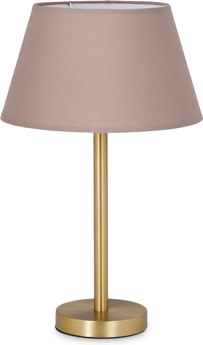 Home Sweet Home Tafellamp - -tafellamp stick inclusief largo lampenkap - moderne tafellamp - 1 lichts - geschikt voor E27 LED lamp – messing/taupe