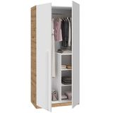 Speelkast, Nodi Speelkast, kinderkast, enkele kast, model Noa, artikelkleur wit en eiken, afmetingen: 90 cm (breedte) x 200 cm (hoogte) x 52 cm (diepte)