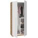 Speelkast, Nodi Speelkast, kinderkast, enkele kast, model Noa, artikelkleur wit en eiken, afmetingen: 90 cm (breedte) x 200 cm (hoogte) x 52 cm (diepte)