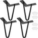 Pieds de table épingle à cheveux noir 10 cm (jeu de 4)